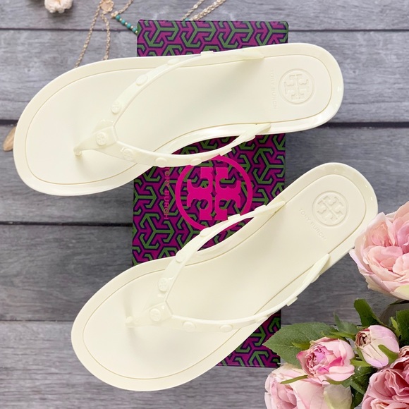 🌟 LAT ONE 🌟 Tory Burch Studded Logo Jelly Sandal - Picture 6 of 7